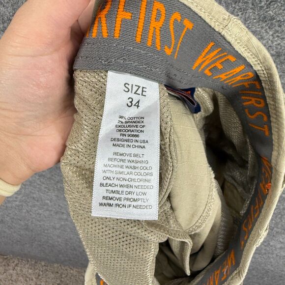 Wearfirst Cargo Shorts Men 34 Beige Mid Rise Belted Pockets Cotton Regular - Picture 5 of 6